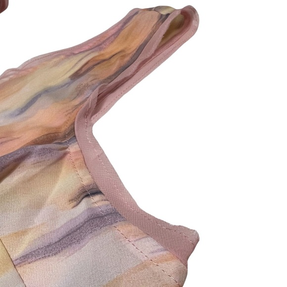 Torrid NEW Georgette Raw Edge Tank Stripe White Purple Pink Yellow 00 Med Lg 10 - Picture 7 of 12